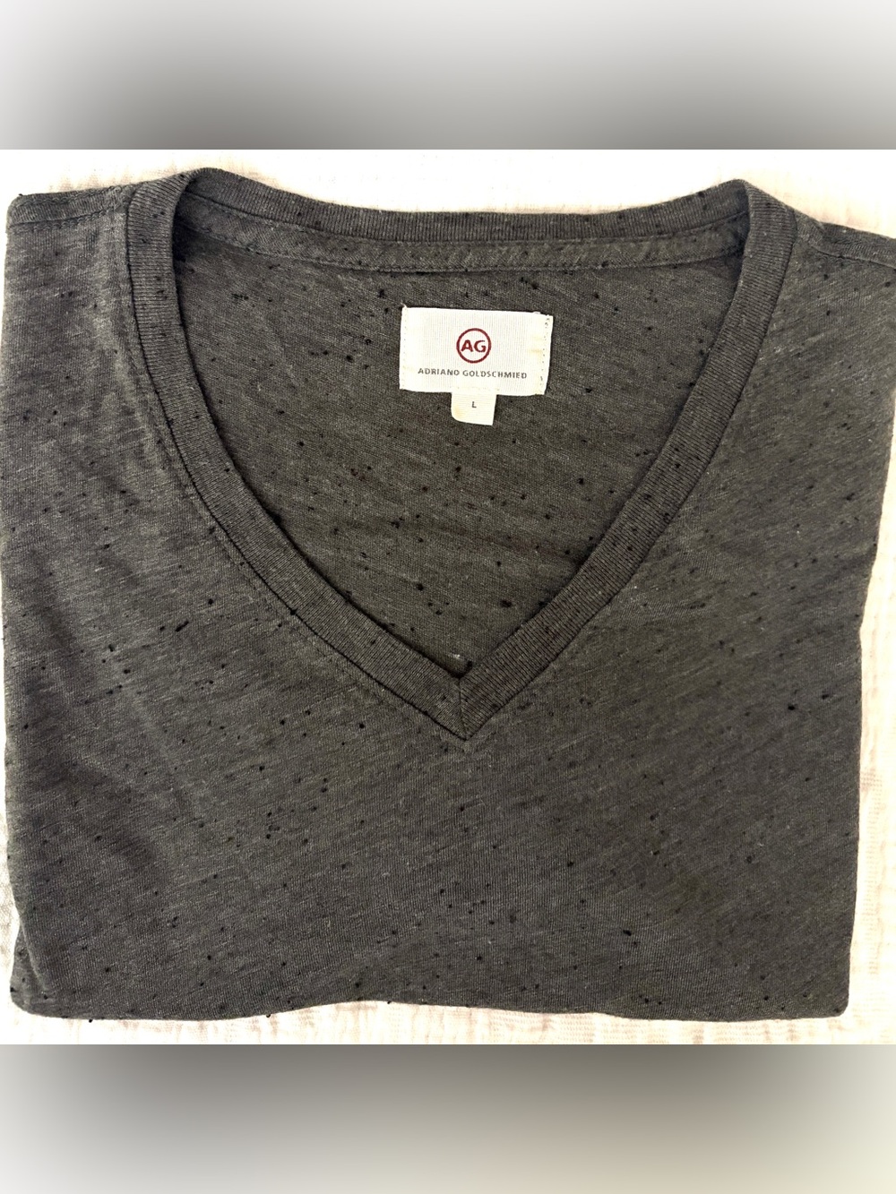 AG Adriano Goldschmied Men's Charcoal V-Neck Tee Shirt